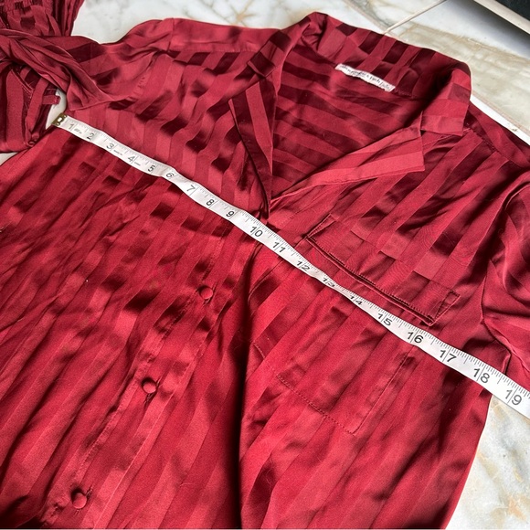 Abercrombie & Fitch Burgundy Red Striped Pajama Set Button Up Top and Pants - Picture 5 of 10